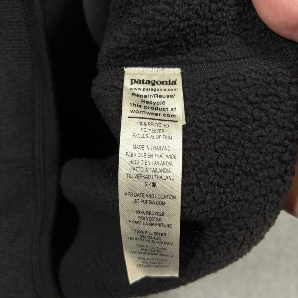 Patagonia Better Sweater Jacket Mens Medium Black Full Zip Embroidered 25528